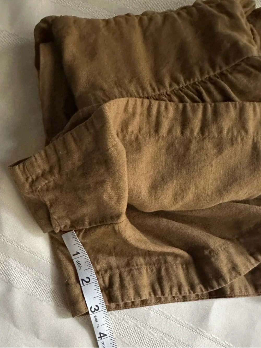 Zara Linen and Cotton Olive-Green Surplice Romper with Smocked Waist Size XS